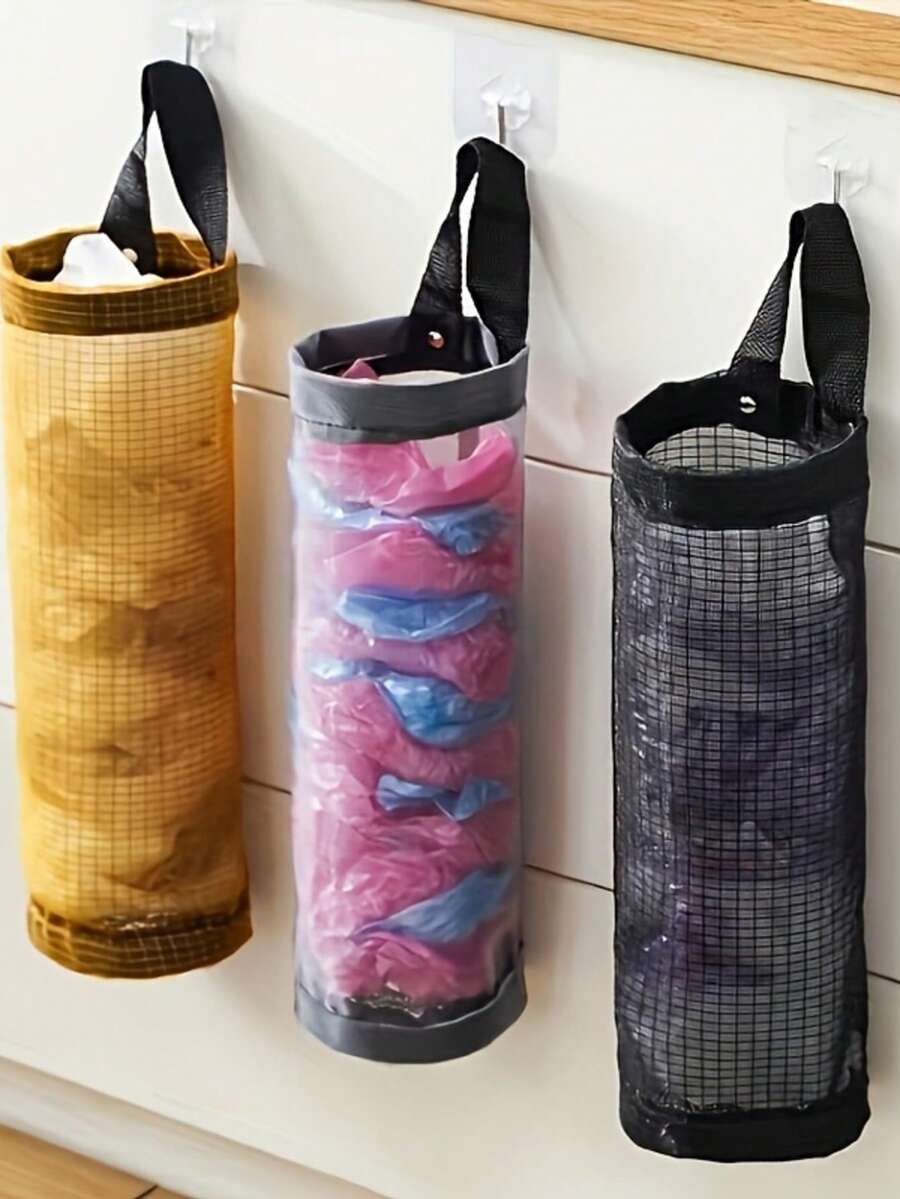 2PCS[Storage Wonder]Mesh Plastic Bag Holder - Large Capacity, Breathable, Machine Washable, Foldable - The Best Must-Have For Kitchen And Home Organization | Free Pair Of Hooks With Purchase Now