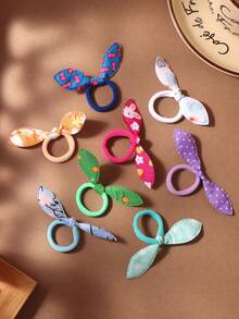 5/10/20/30pcs/Set Colorful Rabbit Ear Hair Scrunchies, Cute Cartoon Bow Hair Ties For Women (Random Color & Style),Travel,Birthday - Multicolor - View 4