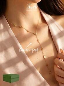 1pc Personalized Latin Necklace, Can Customize 1-12 Letter Name, Standard Y-Shape Letter Name Necklace, Enhance Your Style, Women's Gold-Plated Name Necklace - Love Model - View 1