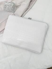 Solid Color Floral Minimalist Luxury Multi-Size Notebook, Tablet, Laptop Sleeve Laptop Case Laptop Bag Computer Case For Women Computer Bag Portable Laptop Cover Travel Essentials - White - View 5