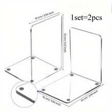 Estantería en L de acrílico transparente, estantería de almacenamiento de alta resistencia antideslizante, minimalista moderna, adecuada para oficina, estudio, hogar, escritorio, libros, regalos, decoración de aprendizaje - material de oficina - Ver 9