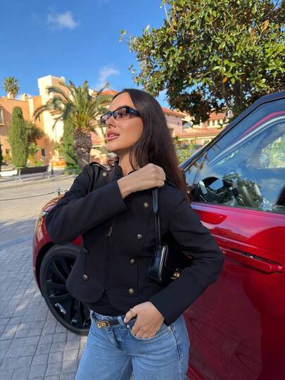 Chaqueta de mujer de primavera/verano, casual y elegante, de unicolor, con botones delanteros y cremallera, de manga larga, adecuada para la oficina y el transporte, color negro