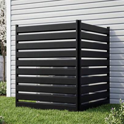 Hodeffior Metal Privacy Fence Panels, 96.5 X 106.7 Cm Galvanised Garden Screen With Ground Stakes, Outdoor Fence Screen For Air Conditioner Unit, Wheelie Bin, Patio And Garden