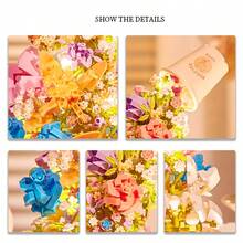 1070pcs Handmade Flower Waterfall - Butterfly Flower Sea, Floral Decor Craft Animal Model Building Blocks With Dust Cover, Ideal Gift For Valentine's Day, Christmas, Birthday - Multicolor - View 8