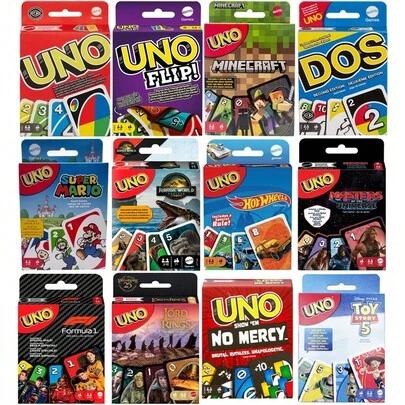  Juego de cartas UNO F1 de Mattel, adecuado para niños, familias, viajes y campamentos al aire libre, con cartas impresas con imágenes del mundo de los autos de carreras F1
