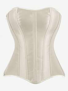 Áo corset cúp ngực, áo định hình không dây với 11 gọng định hình eo, khóa kéo bên hông, phù hợp cho biểu diễn sân khấu, dáng ôm sát. - Màu be - Xem 1