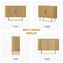 Mid-Century Modern Sideboard Cabinet With Sliding Doors, 47" Accent Storage Buffet For Entryway, Living Room, Or Kitchen Organization - Beige - View 5
