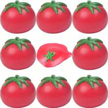 1 pieza Pelota de estrés en forma de tomate - Juguete apretable irrompible para liberar presión - Multicolor - Ver 7