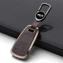 Funda de aleación de zinc para llavero de Audi A4L A5 Q5L Q7 RS4 RS5 S4 S5 R8 TT, estuche protector de lujo para llavero - hebilla de cuero - Ver 5