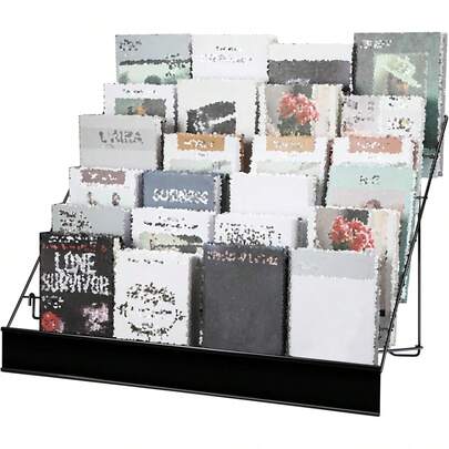 6 Tier Wire Countertop Rack Black Comic Book Holders Wide Wire Magazine Rack Tabletop Display Stand For Table Top Book Brochure Literature Comic Greeting Card Shelf Holder Stand