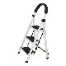 Escalera Tijera Blanca de 4 Peldaños en Acero Tubular para Uso Doméstico - Negro1 - Ver 2