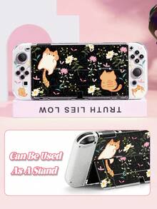 1个卡通猫花涂鸦图案透明闪光保护壳，兼容Switch 2 (2025) / Switch OLED主机和Joy-Con手柄，Switch玩家的最佳礼物 - 查看 4