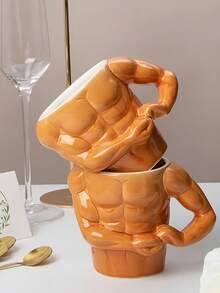 1个450毫升男女通用趣味搞怪咖啡杯，肌肉图案咖啡牛奶杯，陶瓷材质，创意男士礼物，独特生日/圣诞礼物 - 彩色 - 查看 4