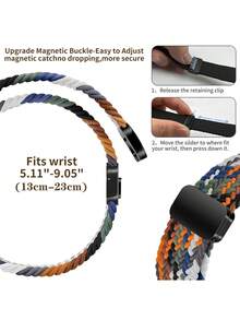 时尚编织表带，兼容三星 Galaxy Watch 7/6/5/4 FE（40mm/44mm）、5 Pro、Watch 4&6 Classic、Active 2、Watch 3（41mm、22mm），优质柔软尼龙磁吸弹力表带，搭配设计师款互扣表扣。 - 中國結磁吸編織款 - 查看 7