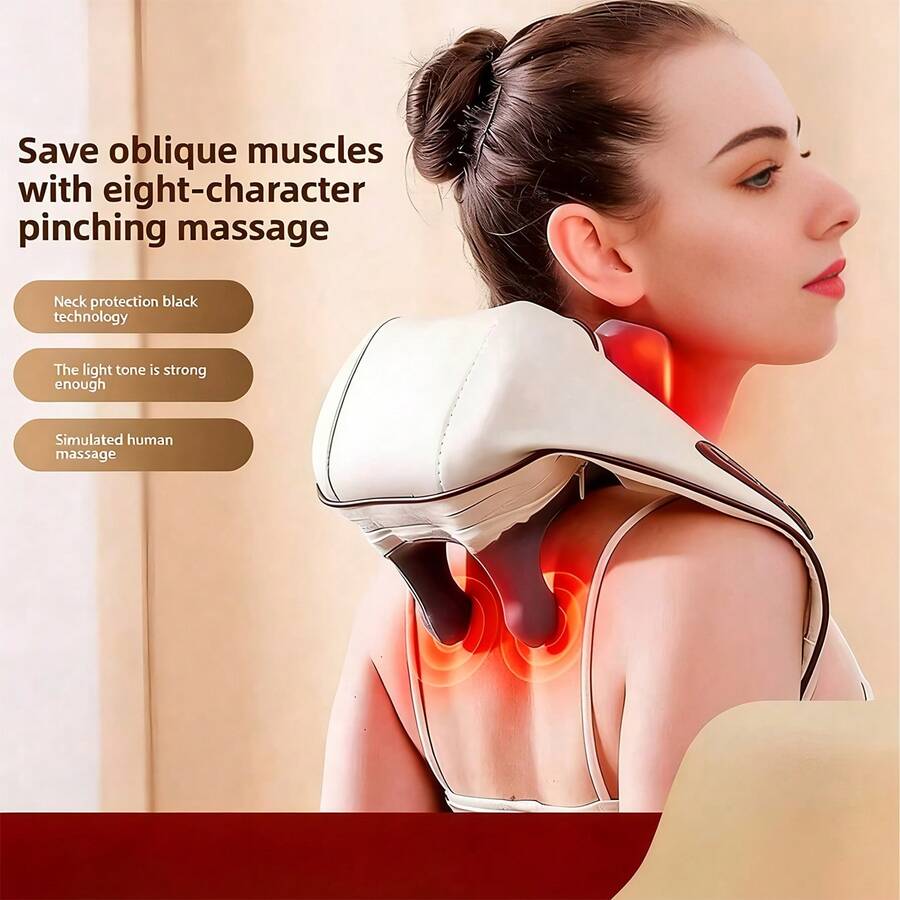 Masajeador corporal simulado 6D, adecuado para el cuello, la espalda, los hombros y la columna cervical - Beis - Ver 1