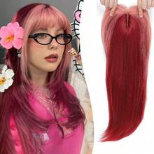 360° 3D Women's Hair Concealer Topper, 7"X 8" Large Base, 22" Long Multi-Layer Synthetic Hair Top With Bangs, For Daily Use - Multicolor - View 1