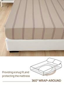 1 bộ ga trải giường bằng cotton 100%, họa tiết sọc, mềm mại và thoải mái, phù hợp với nệm dày 30cm, bộ đồ giường ký túc xá unisex, trang trí phòng ngủ theo phong cách tối giản. - Nhiều màu - Xem 5