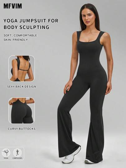  MFVIM 女士修身塑形连体衣，喇叭形修身设计，收腹提臀，透气舒适高弹亲肤面料，适合日常通勤、户外活动、慢跑、骑行、瑜伽、普拉提、健身房锻炼等。