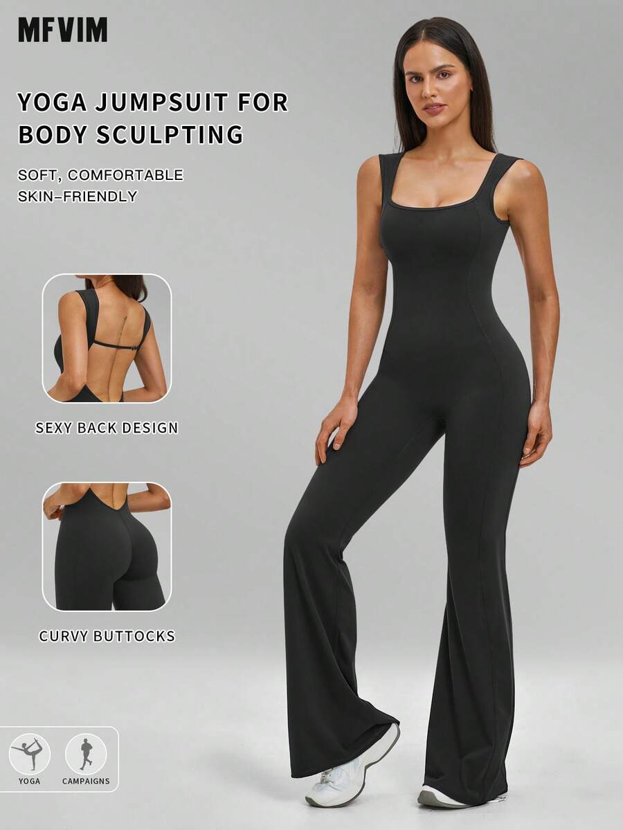 MFVIM Women's Slim-Fit Shaping Unitard, Flared Slim-Fit Design, Abdomen Slimming And Buttock Lifting, Breathable Comfortable High-Elasticity Soft Skin-Friendly Fabric, Suitable For Daily Commute, Outdoor, Jogging, Cycling, Yoga, Pilates, Gym Workout