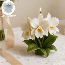 A 3D Orchid Silicone Candle Mold, Featuring A Flat Mold Design And High-Quality Silicone. This Orchid Candle Making Mold Is Suitable For DIY Scented Candles, Home Decorations, Handicrafts, And Gifts. It's Also A Great Mother's Day Gift. - A - View 3
