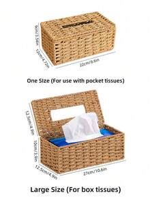 1pc Handmade Woven Tissue Box, Rectangular With Lid, Bohemian Style Decorative Woven Box, Suitable For Bathroom, Bedroom, Bookshelf, Living Room, Home, Dining Room, Hotel Tissue Storage, Modern Minimalist Design, Multiple Colors Available - View 2
