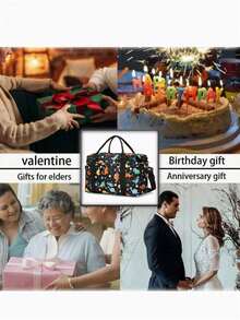 卡通恐龙休闲旅行包，大容量瑜伽游泳健身包，带干湿分离隔层，健身手提包 - 恐龍黑色 - 查看 5