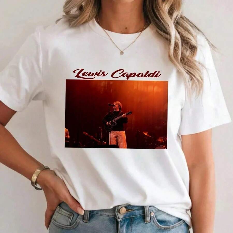 Lewis Capaldi UK Tour 2026 T-Shirt Indie Music Fan Concert Singer Gift Tee Top - White - View 1