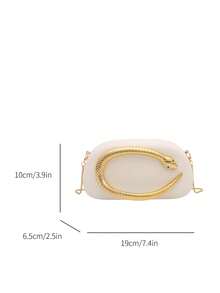 1pc Minimalist Retro Elegant Handbag, Chain Shoulder/Crossbody Bag For Party, Sophisticated Compact Purse - White - View 3