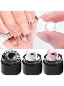 3pcs/Set Non-Stick Solid Nail Extension Gel Kit - Transparent, White, Pink Extension Hard Gel, 3D Carved Flower Nail Shaping Gel, Rhinestone Gel, Easy To Use, Home Salon Manicure Set - Multicolor - View 13