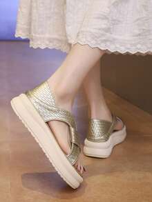 Women Platforms & Wedge Sandals - Champagne - View 4