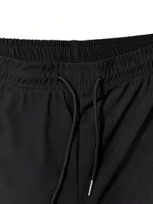 Men's Summer Drawstring Casual Sports Shorts With Zipper Pockets, Comfortable Quick-Dry - Suitable For Outdoor Sports, Running, Hiking - Men's Style - Perfect Gift For Active Men - Black - View 6
