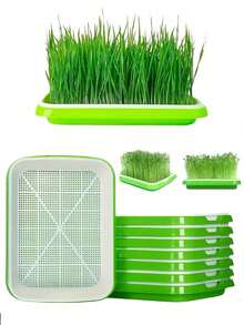 Sprouting Seed Kit / Sprouting Tray And Base / Lightweight Sprouting System For Peas, Beans, Wheat, Pet Grass / With Drainage Holes / Green Sprouting Cultivator / Seeds Not Included - Multicolor - View 4