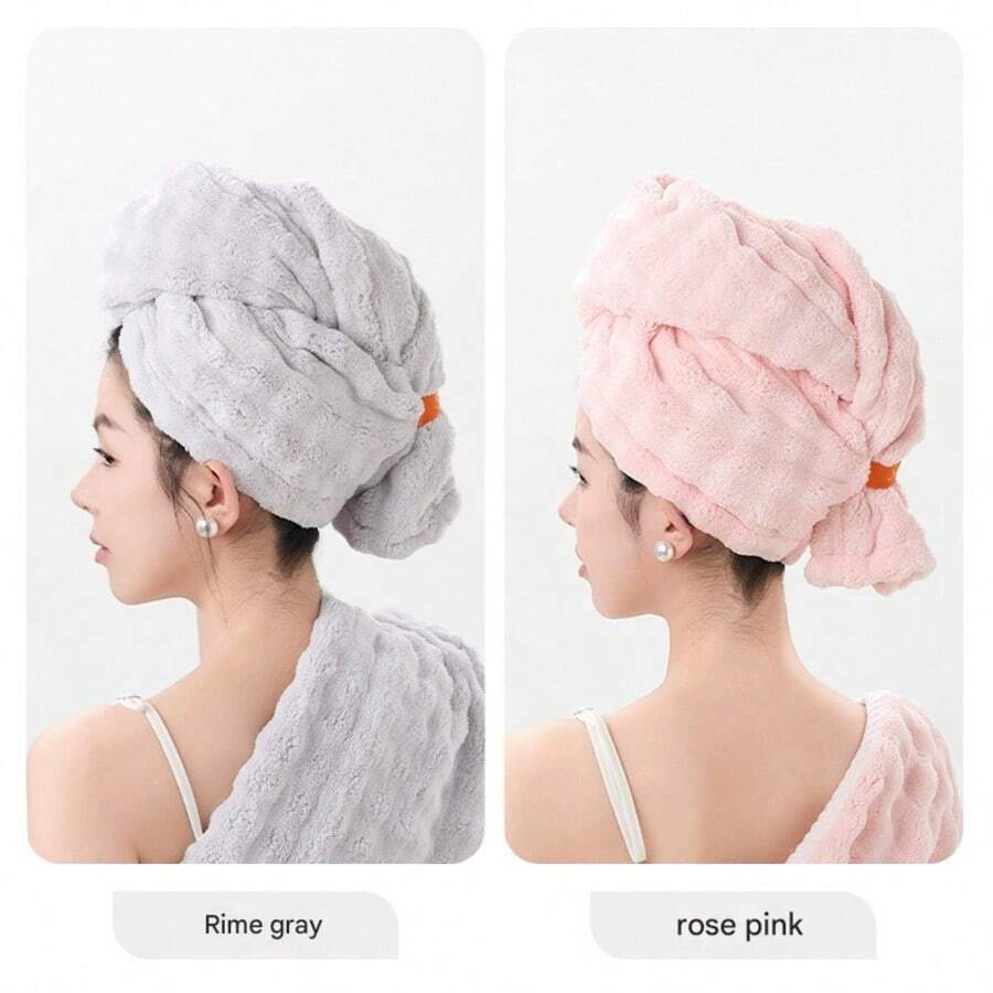 Asciugamani per capelli - Grigio + Rosa - Visualizzare 1