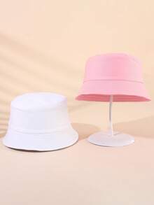 Conjunto de 2 Chapéus Bucket Rosa Liso para Crianças (Meninas e Meninos), Leves e com Proteção Solar, Ideais para Praia, Uso Diário e Atividades ao Ar Livre no Verão. - 2 unidades - Ver 8