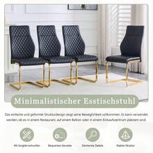 [2er-Set] Esszimmerstuhl Im Schwarzen Rautenmuster: Hohe Rückenlehne + Komfortables Sitzpolster, Goldfarbener Metallrahmen Rutschfest Und Strapazierfähig, Geeignet Für Restaurants Usw. - 黑+金 - 查看 6