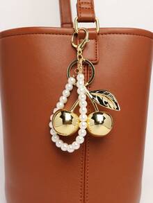 1pc Cherry Glass Pearl Wallet Charm/Keychain, Handbag Accessory - Cherry Keychain Charm, Cute Gift For Women - Multicolor - View 12
