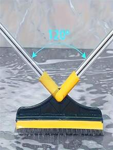 1pc Long Handle Cleaning Brush, 2-In-1 Floor Crevice Tool, Window Cleaning Tool, Suitable For Bathroom, Toilet, Hotel And Commercial Cleaning, With Angled Bristles And Scraper, 180 Degree Rotatable Head, Bathroom Cleaning Brush, V-Shaped Double-Sided Floor Cleaning Brush, Durable Plastic Household Cleaning Tool For Bathroom, Kitchen And Home Use, Floor Cleaning Brush - Cleaning Brush - View 9