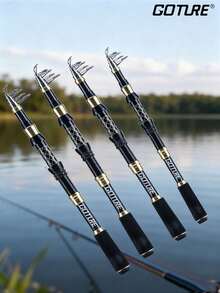 Carbon Fiber Double Lock Telescopic Fishing Rod | Portable Travel Style, EVA Anti Slip Handle+Stainless Steel Guide Ring Lightweight - Black - View 5