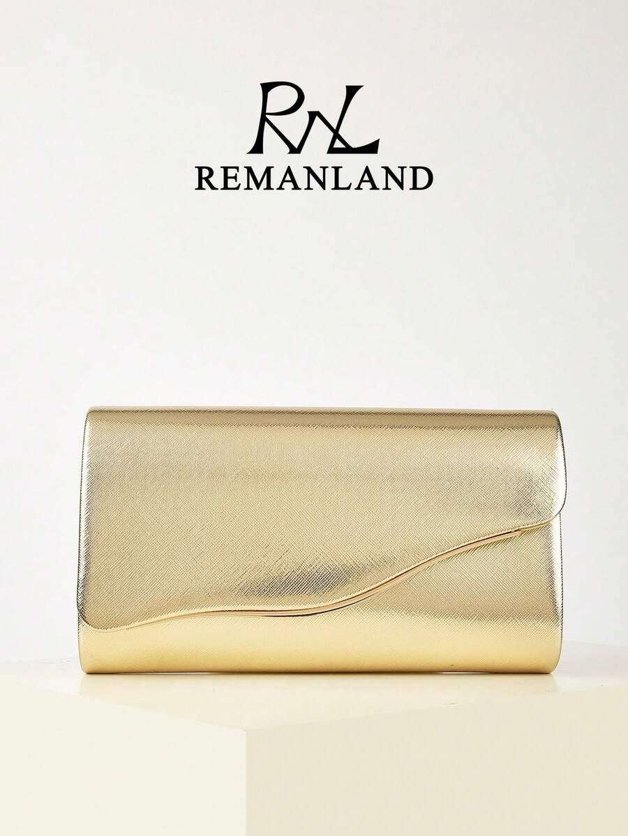 REMANLAND 奢华简约PU女士晚宴包,时尚优雅的派对手拿包,配有可拆卸金属链的肩背斜挎包,是派对女孩、新娘、大学生、商务女性的完美之选,适合搭配婚纱、晚礼服、紧身裙,是舞会、宴会、聚会、节日派对、婚礼的理想之选。 - 金色 - 查看 1