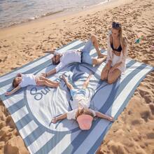 1 Stück extra großer, leichter und strapazierfähiger grau-weißer Palmbaum-Strandteppich zum Schnelltrocken, geeignet für 1-3 Erwachsene - hergestellt aus Polyesterstoff, ideal für Reisen, Camping, Wandern und entspannende Strandzeit, Strandmatte, Campingplatz-Bodenabdeckung - grau - Übersicht 2
