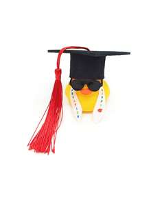1 pieza Patito amarillo lindo con gafas y gorra de graduación, decoración para coche, decoración divertida de temporada de graduación, patito amarillo con gafas y birrete, diseñado para decorar el salpicadero del coche, flor de graduación y regalo pequeño de fiesta de graduación, decoración de graduación, centro de mesa para fiesta festiva, regalo de graduación - Doctor Pato - Ver 16