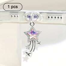 Tapón antipolvo para auriculares con cielo estrellado de strass, decoración elegante y linda para el puerto de carga del teléfono, accesorio único anti-pérdida - Multicolor - Ver 12