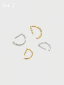 1 chiếc khuyên tai bạc 925 mạ vàng hình chữ D: Khuyên tai nửa vòng ôm sát tai, phong cách trang sức tối giản, bán lẻ 1 chiếc (không phải 1 đôi) - Nhiều màu - Xem 2
