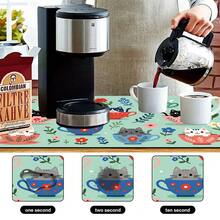 1 pieza Alfombrilla de secado multiusos con estampado de gato de fibra de poliéster, posavasos para cafetera, regalo para el hogar, decoración de escritorio - XYLSD-203 - Ver 7