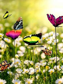 20pcs Large Double-Layer Artificial Butterfly Decorations, Butterfly Decor For Gardening, 3D Butterfly Decorative Stakes, Fluttering Butterfly Garden Stakes And Rods, Artificial Butterfly Garden Decor, 3D Butterfly Garden Decorations, Fake Butterfly Stakes For Indoor/Outdoor Garden, Birthday, Wedding, Party Decorations, Plant Decor And Housewarming, Gardening And Yard Decor - A - View 5