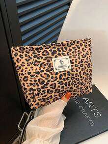 Vintage Leopard Print Zipper Makeup Bag, Large Capacity Portable Cosmetic Pouch, Multifunctional Travel Toiletry Organizer Bag For Women, Y2K Aesthetic Daily Clutch Purse Make Up Bag Toiletry Bag Cosmetic Bag Makeup Pouch Wash Bag Makeup Storage Durable Mothers Day Gift Holiday Essentials Mother Gifts - Multicolor - View 11