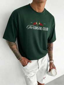 Simple Studio | Men's Minimalist Printed Short Sleeve T-Shirt | Suitable For Summer Wear | Comfortable & Breathable | Style - Dark Green - View 3