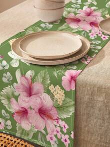 1pc Floral Print Linen Table Runner, Suitable For Holidays, Parties, Birthdays, Dinners, Kitchen & Dining Room Decor, Dresser/Cabinet Cover, All-Season Home Textile Decor - Multicolor - View 11