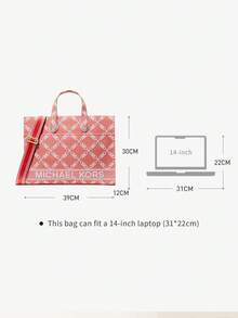 Túi xách nữ MK Gigi dung tích lớn với dây đeo vai có thể điều chỉnh. - Màu đỏ san hô - Xem 7