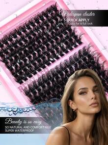RITALASH 168PCS 睫毛簇套装 150D 睫毛簇套装 12-22mm 浓密型睫毛簇 D 卷曲睫毛簇 3D 纤细睫毛簇 DIY 睫毛嫁接套装（150D-12-22MIX 浓密套装） - 黑色 - 查看 6